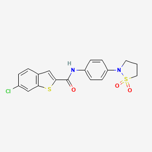 molecular formula C18H15ClN2O3S2 B11017773 6-chloro-N-[4-(1,1-dioxido-1,2-thiazolidin-2-yl)phenyl]-1-benzothiophene-2-carboxamide 