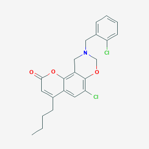 molecular formula C22H21Cl2NO3 B11017810 4-butyl-6-chloro-9-(2-chlorobenzyl)-9,10-dihydro-2H,8H-chromeno[8,7-e][1,3]oxazin-2-one 