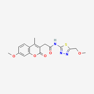 molecular formula C17H17N3O5S B11017851 2-(7-methoxy-4-methyl-2-oxo-2H-chromen-3-yl)-N-[(2E)-5-(methoxymethyl)-1,3,4-thiadiazol-2(3H)-ylidene]acetamide 