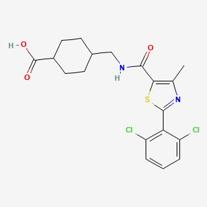 molecular formula C19H20Cl2N2O3S B11017884 trans-4-[({[2-(2,6-Dichlorophenyl)-4-methyl-1,3-thiazol-5-yl]carbonyl}amino)methyl]cyclohexanecarboxylic acid 