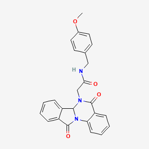 molecular formula C25H21N3O4 B11017974 2-(5,11-dioxo-6a,11-dihydroisoindolo[2,1-a]quinazolin-6(5H)-yl)-N-(4-methoxybenzyl)acetamide 