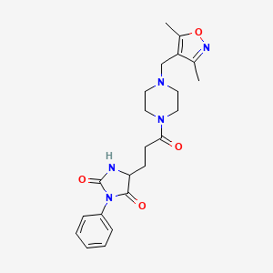 5-(3-{4-[(3,5-Dimethyl-1,2-oxazol-4-yl)methyl]piperazin-1-yl}-3-oxopropyl)-3-phenylimidazolidine-2,4-dione