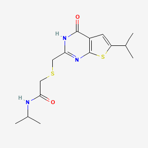 molecular formula C15H21N3O2S2 B11018136 2-({[4-hydroxy-6-(propan-2-yl)thieno[2,3-d]pyrimidin-2-yl]methyl}sulfanyl)-N-(propan-2-yl)acetamide 