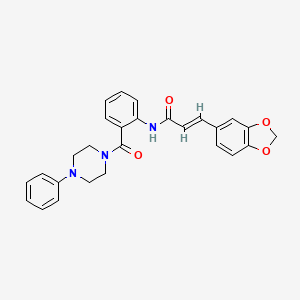 molecular formula C27H25N3O4 B11018244 (2E)-3-(1,3-benzodioxol-5-yl)-N-{2-[(4-phenylpiperazin-1-yl)carbonyl]phenyl}prop-2-enamide 