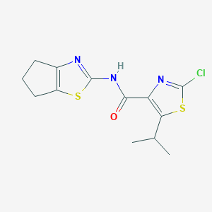 molecular formula C13H14ClN3OS2 B11018447 2-chloro-N-(5,6-dihydro-4H-cyclopenta[d][1,3]thiazol-2-yl)-5-(propan-2-yl)-1,3-thiazole-4-carboxamide 