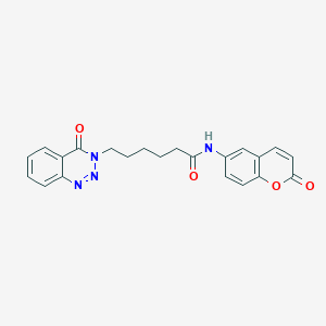 molecular formula C22H20N4O4 B11018472 6-(4-oxo-1,2,3-benzotriazin-3(4H)-yl)-N-(2-oxo-2H-chromen-6-yl)hexanamide 