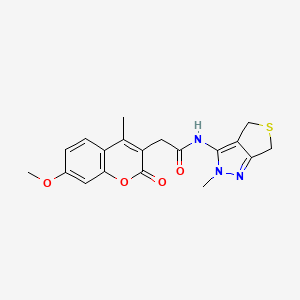 2-(7-methoxy-4-methyl-2-oxo-2H-chromen-3-yl)-N-(2-methyl-2,6-dihydro-4H-thieno[3,4-c]pyrazol-3-yl)acetamide