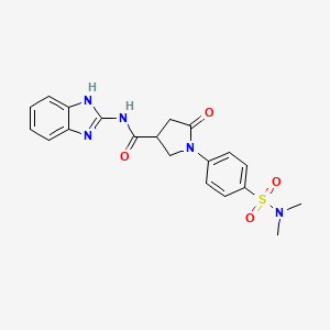 molecular formula C20H21N5O4S B11018594 N-(1,3-dihydro-2H-benzimidazol-2-ylidene)-1-[4-(dimethylsulfamoyl)phenyl]-5-oxopyrrolidine-3-carboxamide 