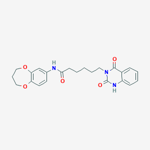 molecular formula C23H25N3O5 B11018629 N-(3,4-dihydro-2H-1,5-benzodioxepin-7-yl)-6-(2-hydroxy-4-oxoquinazolin-3(4H)-yl)hexanamide 