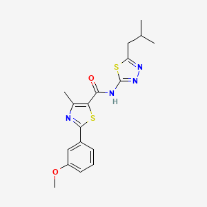 molecular formula C18H20N4O2S2 B11018633 2-(3-methoxyphenyl)-4-methyl-N-[(2E)-5-(2-methylpropyl)-1,3,4-thiadiazol-2(3H)-ylidene]-1,3-thiazole-5-carboxamide 