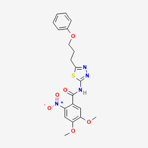 4,5-dimethoxy-2-nitro-N-[5-(3-phenoxypropyl)-1,3,4-thiadiazol-2-yl]benzamide