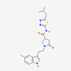 molecular formula C22H27N5O2S B11018666 1-[2-(5-methyl-1H-indol-3-yl)ethyl]-N-[5-(2-methylpropyl)-1,3,4-thiadiazol-2-yl]-5-oxopyrrolidine-3-carboxamide 