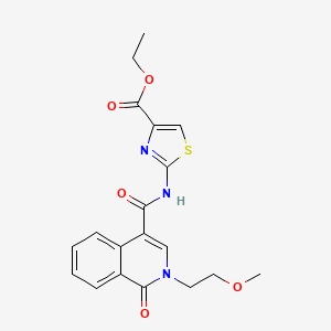 molecular formula C19H19N3O5S B11018690 Ethyl 2-({[2-(2-methoxyethyl)-1-oxo-1,2-dihydroisoquinolin-4-yl]carbonyl}amino)-1,3-thiazole-4-carboxylate 