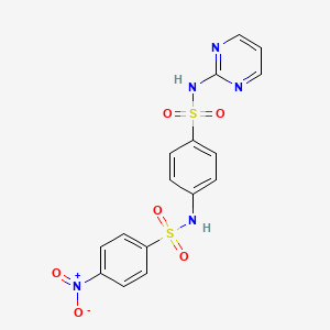 molecular formula C16H13N5O6S2 B11018708 4-nitro-N-[4-(pyrimidin-2-ylsulfamoyl)phenyl]benzenesulfonamide 