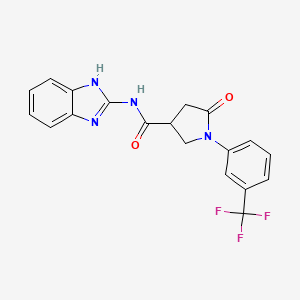 molecular formula C19H15F3N4O2 B11018762 N-(1,3-dihydro-2H-benzimidazol-2-ylidene)-5-oxo-1-[3-(trifluoromethyl)phenyl]pyrrolidine-3-carboxamide 