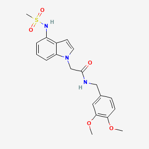 molecular formula C20H23N3O5S B11018764 N-(3,4-dimethoxybenzyl)-2-{4-[(methylsulfonyl)amino]-1H-indol-1-yl}acetamide 