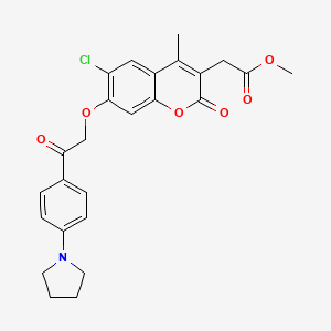 molecular formula C25H24ClNO6 B11018782 methyl (6-chloro-4-methyl-2-oxo-7-{2-oxo-2-[4-(pyrrolidin-1-yl)phenyl]ethoxy}-2H-chromen-3-yl)acetate 