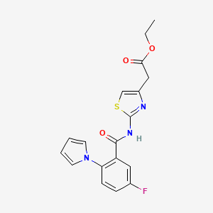 molecular formula C18H16FN3O3S B11018861 ethyl [2-({[5-fluoro-2-(1H-pyrrol-1-yl)phenyl]carbonyl}amino)-1,3-thiazol-4-yl]acetate 