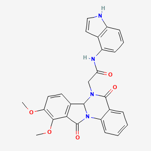 molecular formula C27H22N4O5 B11018923 2-(9,10-dimethoxy-5,11-dioxo-6a,11-dihydroisoindolo[2,1-a]quinazolin-6(5H)-yl)-N-(1H-indol-4-yl)acetamide 