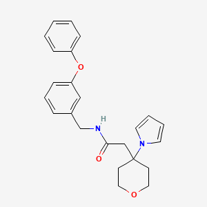 molecular formula C24H26N2O3 B11018927 N-(3-phenoxybenzyl)-2-[4-(1H-pyrrol-1-yl)tetrahydro-2H-pyran-4-yl]acetamide 