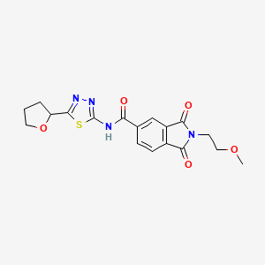 molecular formula C18H18N4O5S B11019040 2-(2-methoxyethyl)-1,3-dioxo-N-[(2E)-5-(tetrahydrofuran-2-yl)-1,3,4-thiadiazol-2(3H)-ylidene]-2,3-dihydro-1H-isoindole-5-carboxamide 