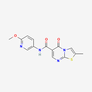 molecular formula C14H12N4O3S B11019060 N-(6-methoxypyridin-3-yl)-2-methyl-5-oxo-5H-[1,3]thiazolo[3,2-a]pyrimidine-6-carboxamide 