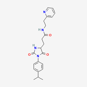 molecular formula C22H26N4O3 B11019161 3-{2,5-dioxo-1-[4-(propan-2-yl)phenyl]imidazolidin-4-yl}-N-[2-(pyridin-2-yl)ethyl]propanamide 