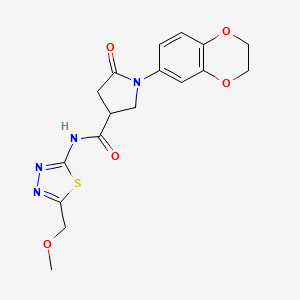 1-(2,3-dihydro-1,4-benzodioxin-6-yl)-N-[(2E)-5-(methoxymethyl)-1,3,4-thiadiazol-2(3H)-ylidene]-5-oxopyrrolidine-3-carboxamide