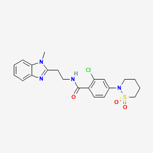 molecular formula C21H23ClN4O3S B11019247 2-chloro-4-(1,1-dioxido-1,2-thiazinan-2-yl)-N-[2-(1-methyl-1H-benzimidazol-2-yl)ethyl]benzamide 