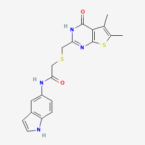 2-{[(4-hydroxy-5,6-dimethylthieno[2,3-d]pyrimidin-2-yl)methyl]sulfanyl}-N-(1H-indol-5-yl)acetamide