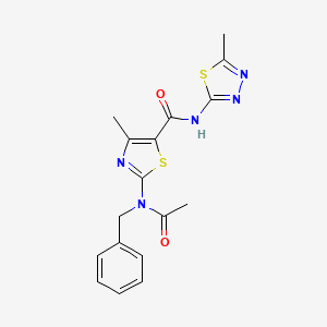 2-[acetyl(benzyl)amino]-4-methyl-N-[(2E)-5-methyl-1,3,4-thiadiazol-2(3H)-ylidene]-1,3-thiazole-5-carboxamide