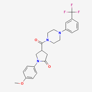 molecular formula C23H24F3N3O3 B11019283 1-(4-Methoxyphenyl)-4-({4-[3-(trifluoromethyl)phenyl]piperazin-1-yl}carbonyl)pyrrolidin-2-one 