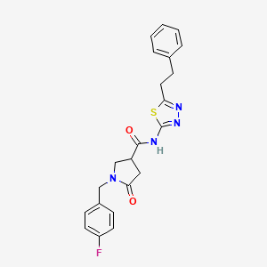 1-(4-fluorobenzyl)-5-oxo-N-[(2E)-5-(2-phenylethyl)-1,3,4-thiadiazol-2(3H)-ylidene]pyrrolidine-3-carboxamide