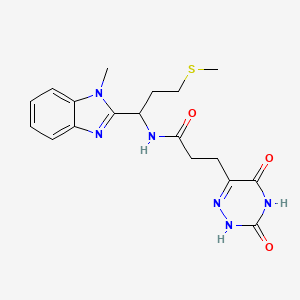 molecular formula C18H22N6O3S B11019337 3-(3,5-dihydroxy-1,2,4-triazin-6-yl)-N-[1-(1-methyl-1H-benzimidazol-2-yl)-3-(methylsulfanyl)propyl]propanamide 