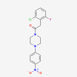 molecular formula C18H17ClFN3O3 B11019339 2-(2-Chloro-6-fluorophenyl)-1-[4-(4-nitrophenyl)piperazin-1-yl]ethanone 