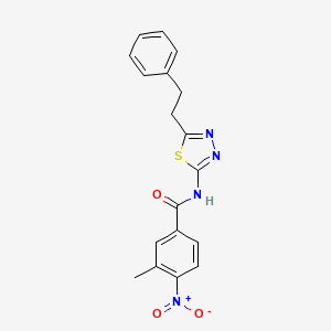 molecular formula C18H16N4O3S B11019374 3-methyl-4-nitro-N-(5-phenethyl-1,3,4-thiadiazol-2-yl)benzamide 