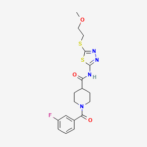 1-[(3-fluorophenyl)carbonyl]-N-{5-[(2-methoxyethyl)sulfanyl]-1,3,4-thiadiazol-2-yl}piperidine-4-carboxamide