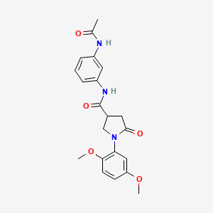 molecular formula C21H23N3O5 B11019435 N-[3-(acetylamino)phenyl]-1-(2,5-dimethoxyphenyl)-5-oxopyrrolidine-3-carboxamide 