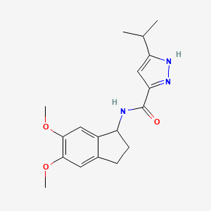 molecular formula C18H23N3O3 B11019438 N-(5,6-dimethoxy-2,3-dihydro-1H-inden-1-yl)-3-isopropyl-1H-pyrazole-5-carboxamide 