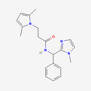 molecular formula C20H24N4O B11019469 3-(2,5-dimethyl-1H-pyrrol-1-yl)-N-[(1-methyl-1H-imidazol-2-yl)(phenyl)methyl]propanamide 