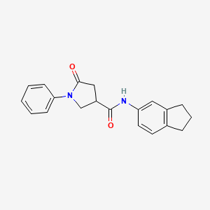 N-(2,3-dihydro-1H-inden-5-yl)-5-oxo-1-phenylpyrrolidine-3-carboxamide