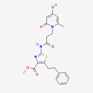 methyl 2-{[3-(4-hydroxy-6-methyl-2-oxopyridin-1(2H)-yl)propanoyl]amino}-5-(2-phenylethyl)-1,3-thiazole-4-carboxylate