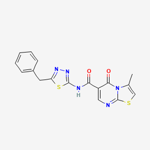 molecular formula C17H13N5O2S2 B11019575 N-[(2Z)-5-benzyl-1,3,4-thiadiazol-2(3H)-ylidene]-3-methyl-5-oxo-5H-[1,3]thiazolo[3,2-a]pyrimidine-6-carboxamide 