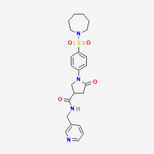 molecular formula C23H28N4O4S B11019576 1-[4-(azepan-1-ylsulfonyl)phenyl]-5-oxo-N-(pyridin-3-ylmethyl)pyrrolidine-3-carboxamide 