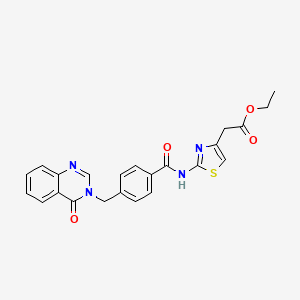 molecular formula C23H20N4O4S B11019604 ethyl {2-[({4-[(4-oxoquinazolin-3(4H)-yl)methyl]phenyl}carbonyl)amino]-1,3-thiazol-4-yl}acetate 