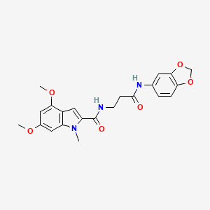 molecular formula C22H23N3O6 B11019614 N-[3-(1,3-benzodioxol-5-ylamino)-3-oxopropyl]-4,6-dimethoxy-1-methyl-1H-indole-2-carboxamide 