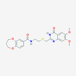 N-(2-{[(4-hydroxy-6,7-dimethoxyquinazolin-2-yl)methyl]sulfanyl}ethyl)-3,4-dihydro-2H-1,5-benzodioxepine-7-carboxamide