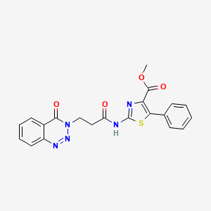 molecular formula C21H17N5O4S B11019707 methyl 2-{[3-(4-oxo-1,2,3-benzotriazin-3(4H)-yl)propanoyl]amino}-5-phenyl-1,3-thiazole-4-carboxylate 