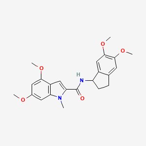 molecular formula C23H26N2O5 B11019736 N-(5,6-dimethoxy-2,3-dihydro-1H-inden-1-yl)-4,6-dimethoxy-1-methyl-1H-indole-2-carboxamide 