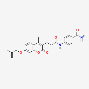 molecular formula C24H24N2O5 B11019757 4-[(3-{4-methyl-7-[(2-methylprop-2-en-1-yl)oxy]-2-oxo-2H-chromen-3-yl}propanoyl)amino]benzamide 